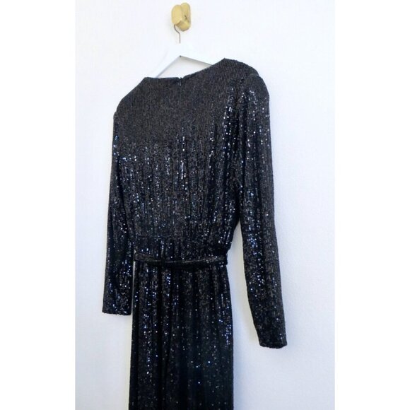 NEW! BCBG Paris All Over Sequin Formal Jumpsuit Long Sleeve Black SZ XL - Picture 8 of 11